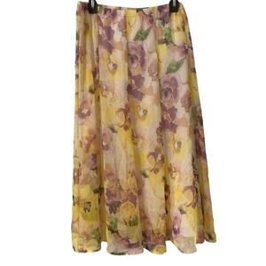Christopher & Banks Cottagecore Grandma Chiffon Floral Midi Skirt Large pull on